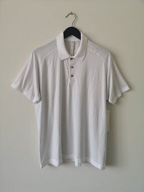 NWT LULULEMON HWHT White Lightweight Metal Vent Tech Polo Top Shirt Men's XXL